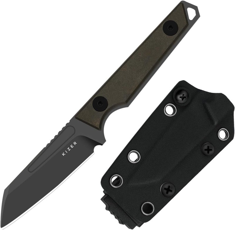 KIZER Phasmids Fixed Blade Knife with Sheath, 2.78" AEB-L Steel Blade, Full Tang Camping Knife with Chocolate Glacier Composite Handle, EDC Knives for Hiking 1079A2 - Image 1